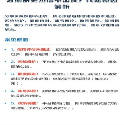 分期乐为啥有额度借不出来怎么办